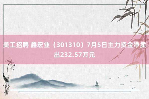 美工招聘 鑫宏业（301310）7月5日主力资金净卖出232.57万元