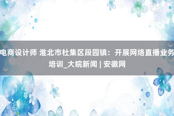 电商设计师 淮北市杜集区段园镇：开展网络直播业务培训_大皖新闻 | 安徽网