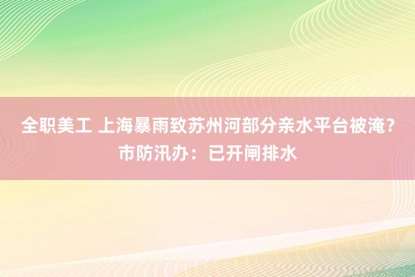 全职美工 上海暴雨致苏州河部分亲水平台被淹？市防汛办：已开闸排水